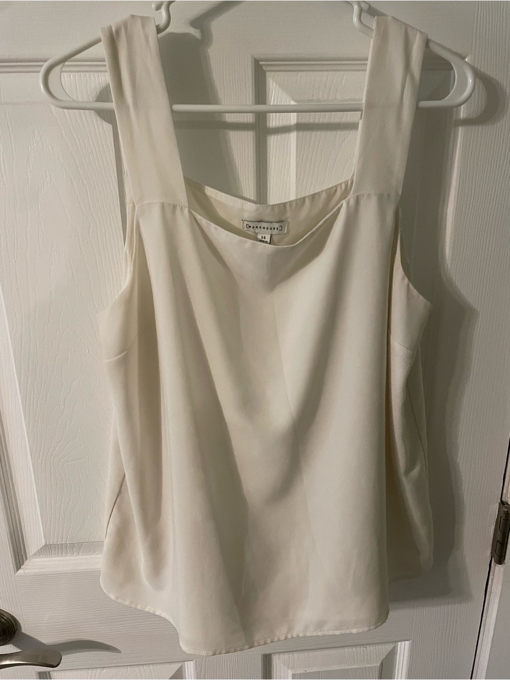 Warehouse Cream Wide-Strap Sleeveless Camisole